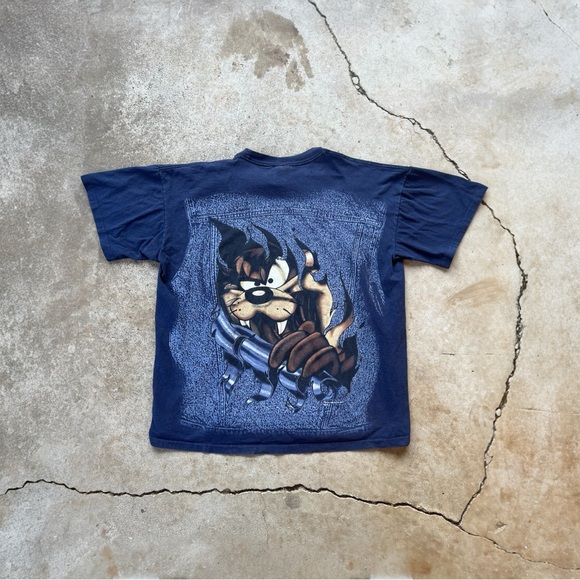 Vintage 90s Looney Tunes Mens Taz AOP Single Stitch Breakthrough T-Shirt Sz xl - Picture 2 of 8
